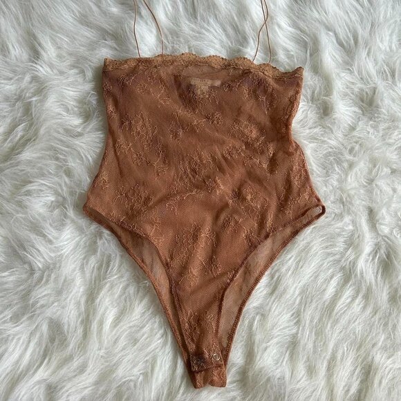 Terra Cotta Lace Bodysuit - Picture 1 of 3